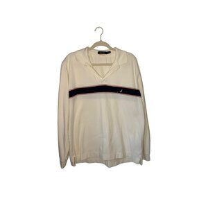 Nautica White Collared Long Sleeve Shirt